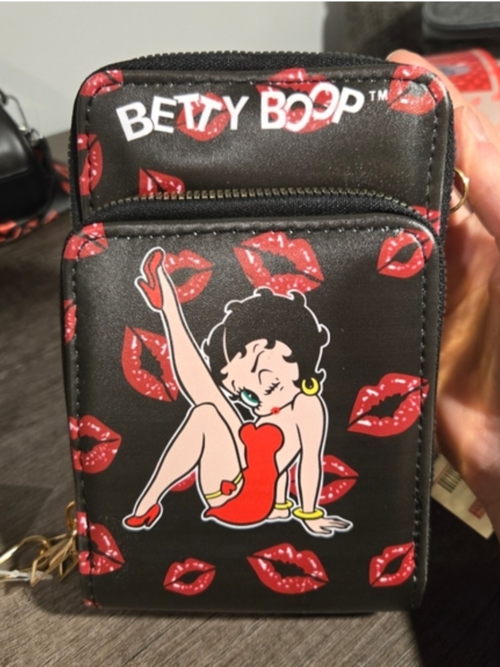 Betty Boop Black & Red Kiss Mini Crossbody Wallet